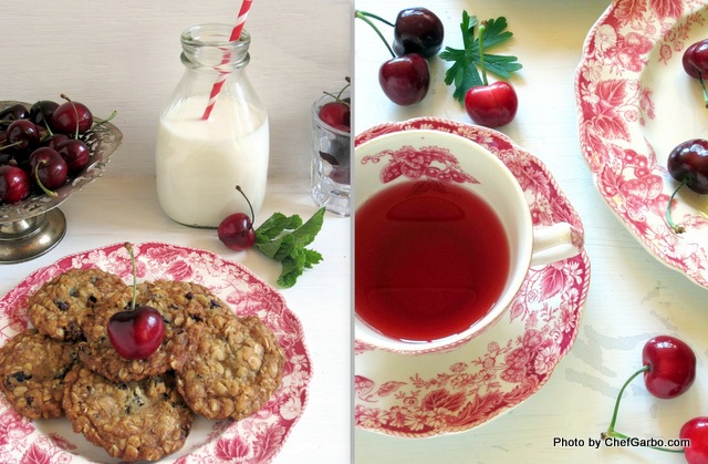 Organic Cherry Oatmeal  Cookies and Milk (Cherry Madness Series)