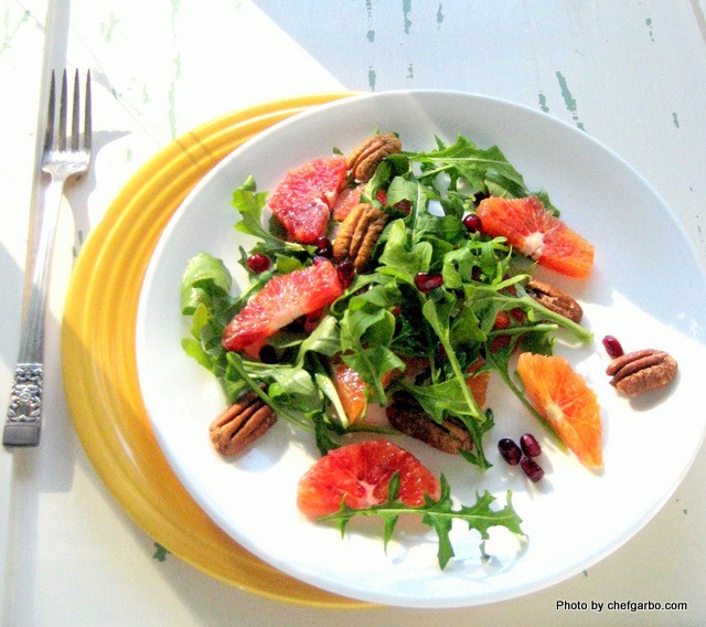 Gluten Free - Organic - Blood Orange Salad with Glazed Pecans and Pomegranate Seeds