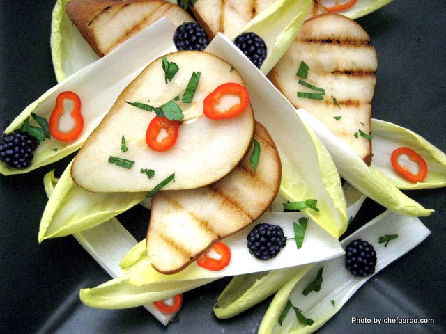 Gluten Free - Organic - Endive Salad with Grilled Pears & Blackberries