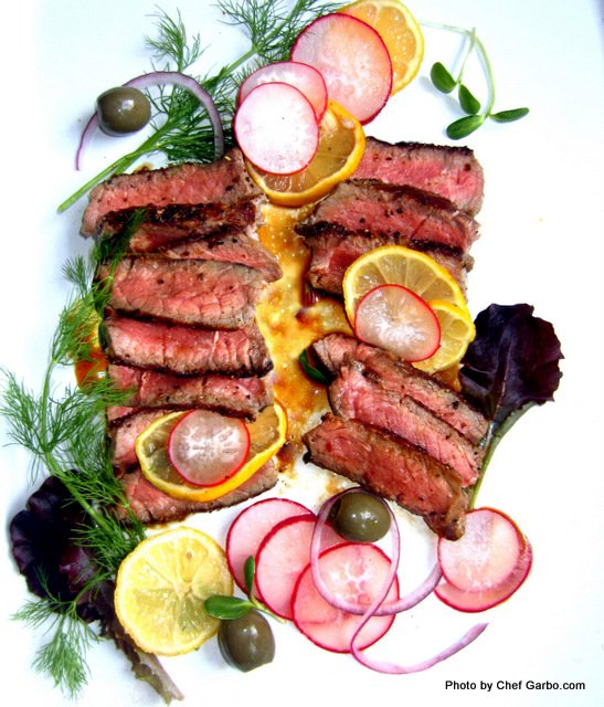 Entrees - Garbo's Personal Chef Service - Steak Salad with Pickled Radish